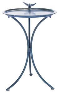 Bain d'oiseaux en métal bleu le plus vendu, style soufflé à la main, avec piédestal de jardin orné et figurine d'oiseau bleu pour pelouse - Product Image 2