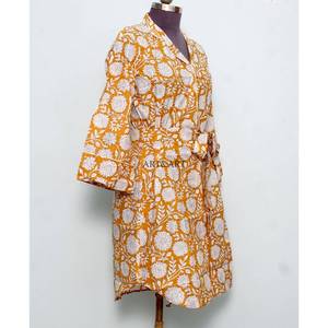 Vestido hecho a mano para mujeres y niñas, camisa india de algodón con estampado floral, camisón largo, maxi, suave y cómodo, ideal para novias, venta al por mayor. - Product Image 5