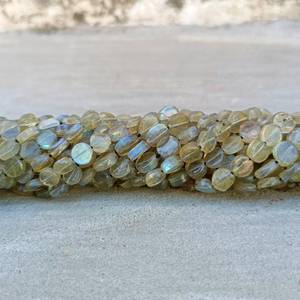 Natural Flashy Labradorite 5-7MM Smooth Coin Shape Gemstone <b>Beads</b> Strand Loose Labradorite <b>Beads</b> For Jewelry Making Wholesale - Product Image 3