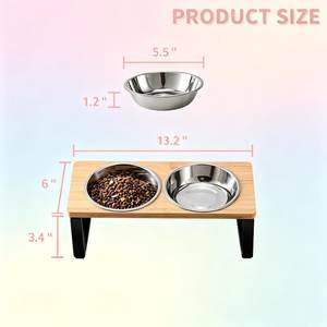 Soporte de Comida para Mascotas de Madera Maciza con Diseño Moderno Personalizado, con Tazón de Acero Inoxidable, Elevador para Perros y Gatos, para Uso en Casa u Oficina - Product Image 5