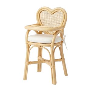 Chaise de poupée en rotin avec dossier en forme de cœur, matériau naturel durable, prix direct usine, achat en gros pour accessoires de maison de poupée - Product Image 2