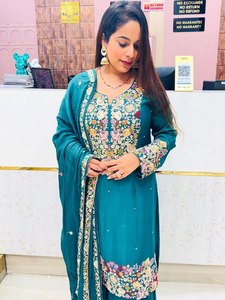 Women Embroidered Salwar Kameez Sharara Suit Heavy <b>Sequin</b> Traditional Dress for Wedding Party Diwali - Product Image 5