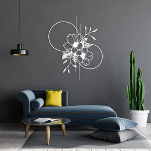 Décoration murale géométrique moderne en métal, motif floral, faite à la main, style minimaliste, idéale pour le salon, la chambre, le bureau et les espaces créatifs - Product Image 2