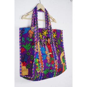 Bolso de Mano de Algodón con Estampado Floral para Mujer, Bolso de Hombro Hecho a Mano con Cierre Abierto y Dos Asas, Bolso de Viaje, Compras y Fin de Semana - Product Image 4