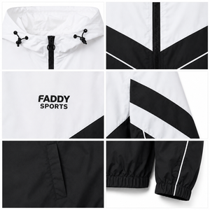 Veste coupe-vent légère imperméable pour homme avec logo personnalisé, à capuche, color block, pour sports de plein air, entraînement athlétique, veste de course - Product Image 4