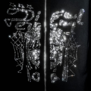Sudadera con capucha y cremallera completa para hombre con logotipo personalizado de diamantes de imitación, moda de invierno, informal, estilo hip hop, deportiva, de secado rápido, tejido de alta calidad - Product Image 6