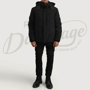 Chaqueta de Invierno Negra para Hombre, Chaqueta Acolchada Resistente con Capucha, Parka Gruesa y Cálida para Exteriores, Abrigo Acolchado Cortavientos - Product Image 6