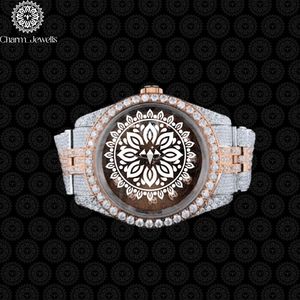 Charm Jewells Montre en acier inoxydable avec diamants, cadran analogique rond, cristal saphir, mode de luxe pour femmes, 38 mm, quartz - Product Image 1