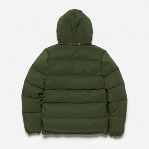 Oem Men's Green Puffer <b>Jacket</b> With Hood Turn-down Collar Button Closure Windproof Thick Polyester Winter Casual Coat - Product Image 5