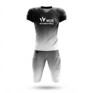 Maillot de football américain sublimé Wize International unisexe à manches courtes, col en V, anti-humidité, coupe classique, nom d'équipe personnalisé - Product Image 1