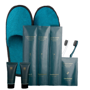 Kit d'articles de toilette écologiques pour hôtel, avec logo personnalisé, pour séjour à domicile ou en hôtel, comprenant un ensemble de brosses à dents, format voyage. - Product Image 1