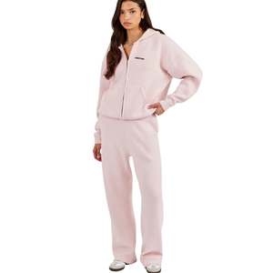Conjunto Deportivo de Dos Piezas para Mujer con Sudadera con Capucha y Cremallera Completa, Top de Manga Larga, Pantalones Jogger con Puños y Cintura Elástica con Cordón Ajustable, Estilo Casual - Product Image 4