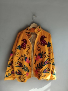 Hand Embroidered Cotton Jacket <b>Women</b> Mandarin Collar Floral Pattern Full Sleeve Spring Bohemian Style <b>Coat</b> GIFT FOR HER - Product Image 1