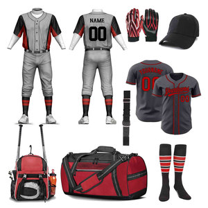 Custom Printed Baseball Jersey Men's Gray <b>Red</b> Team Name Number 00 Short Sleeve Breathable Polyester High Quality All Seasons - Product Image 1