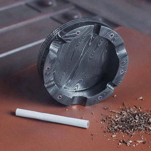 Luxury Damascus Steel <b>Ashtray</b> Handmade Metal Smoking <b>Ashtray</b> with Deep Bowl Design Durable Decorative Accessory - Product Image 4