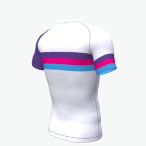 เสื้อคอมเพรสชั่นแขนยาวผู้ชาย สีชมพู ลายคลื่นสีฟ้า คอกลม กระชับรูปร่าง ระบายความชื้นได้ดี เหมาะสำหรับทุกฤดูกาล เสื้อกีฬา - Product Image 4