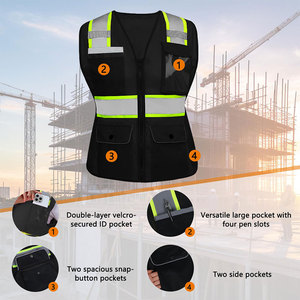 Chaleco de seguridad para mujer, multifuncional, de alta calidad, color neón, con cremallera, cinta reflectante, chaleco de trabajo con logotipo de diseño personalizado - Product Image 4