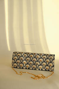Luxury Customized Colors Zardozi Embroidered PU Floral Chain Strap Flap <b>Clutch</b> Bag Handmade Bridal Evening <b>Wedding</b> Purse Gift - Product Image 6