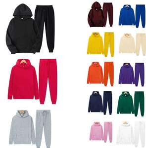 ชุดวิ่งฤดูใบไม้ผลิสำหรับผู้ชายแบบ unisex พร้อมโลโก้สั่งทำ เสื้อฮู้ดดี้และกางเกงจ็อกเกอร์ลายเรียบ ชุดเซ็ตสองชิ้นเข้าชุดกันสำหรับผู้ชาย - Product Image 6