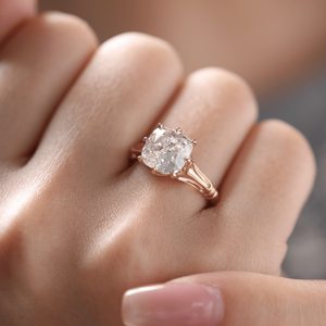 Elongated 3ct <b>Cushion</b> Old Mine Cut Lab Diamond Engagement <b>Ring</b> Handcrafted Filigree Solitaire <b>Ring</b> Cathedral Shank <b>Wedding</b> <b>Ring</b> - Product Image 1