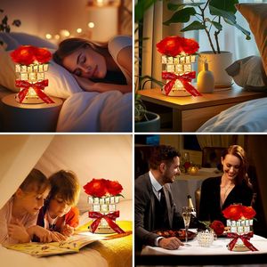 Lampe de table en forme de rose, petite veilleuse pour la cuisine, alimentée par piles, cadeau pour la fête des mères, cadeau pour petite amie, fleurs artificielles de table - Product Image 5