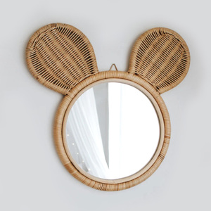 Cute <b>mouse</b> shaped wall mirror for children bed room top-pick hand-crafted rattan mirrors wholesale - Product Image 1