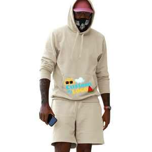 Conjunto de Sudadera con Capucha y Pantalones Cortos 100% Algodón para Hombre, Logotipo Impreso Personalizado, Fabricante Mayorista OEM, Proveedor de Ropa Deportiva Premium - Product Image 2