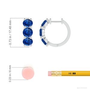 Natural Round Blue Sapphire Three Stone Huggie Hoop <b>Earrings</b> 14kt White Gold <b>Fine</b> Jewelry for Women Wholesale Gift for Fiance - Product Image 3
