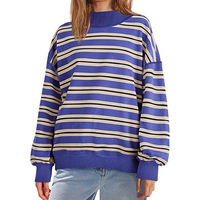 Sweat-shirt à col roulé en tricot surdimensionné pour femme, hiver, logo sur le devant, couleurs et tailles personnalisables, fournisseur en gros, 100% coton