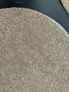 Luxury <b>beaded</b> handmade <b>placemat</b>, elegant silver decorative centrepiece - Product Image 6