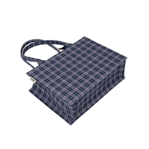 New Arrive Best Blue Color Check Design Canvas Tote <b>Bag</b> Custom Carry Long Handle Shopping Tote Cotton <b>Bag</b> Printed Design <b>Bags</b> - Product Image 3