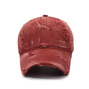 Gorra de Béisbol Unisex de 6 Paneles, Color Rojo Sólido, Algodón Desgastado, Estilo Vintage, Ajustable, Casual, Talla Adulto 58-60CM, OEM - Product Image 3
