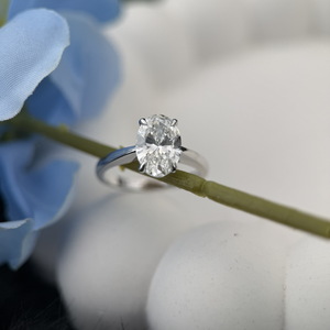 14K White Gold 1.15 Carat Oval Cut Lab Grown Diamond Engagement Ring IGI Certified Classic Solitaire 4 Prong Ring - Product Image 3