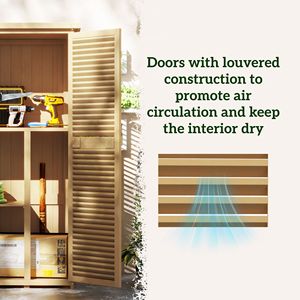 Cobertizo de almacenamiento de jardín de madera amarilla de 5 'X 3' con techo de asfalto y 2 puertas grandes de madera con cerraduras - Product Image 5