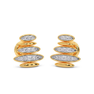 Pendientes de aro redondos con diamantes en capas doradas - Product Image 1