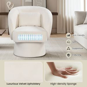 Poltrona Girevole Imbottita per Soggiorno con Schienale Curvo e Cuscino Lombare Rimovibile - Product Image 6