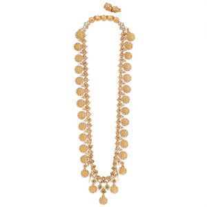 Designer Gold Plated Pearl and Zircon Long Necklace Set for Bridal Wedding Gift - Product Image 2