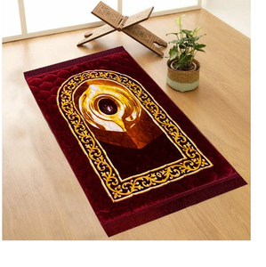 Tapis de prière musulman Sajadah pour enfants et adultes, design ethnique, velours polyester doux, tapis de prière de voyage pour l'Aïd et le Ramadan, personnalisable - Product Image 4