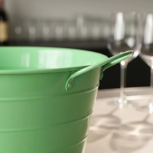 Cubo de hielo moderno de acero galvanizado verde menta con asas laterales, bañado en polvo, para bebidas en bares, bodas y fiestas - Product Image 4