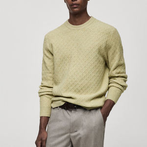 Pull-over décontracté pour homme en maille respirante à manches longues, mélange polyester/coton, idéal pour l'hiver - Product Image 1