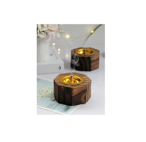 Brûleur à Bakhoor en bois fait main, parfait pour la diffusion quotidienne de parfums et la création d'une ambiance naturelle et élégante à la maison. - Product Image 1