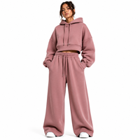 Survêtement oversize à capuche longue pour femme ONE APEX, coupe large, couleur rose poudré, en molleton épais 100 % coton, séchage rapide
