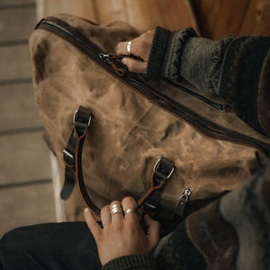 กระเป๋าเดินทางผ้าแคนวาสหนังกันน้ำ กระเป๋าถือสุดสัปดาห์ กระเป๋าเดินทางแบบถือขึ้นเครื่อง กระเป๋าออกกำลังกาย ดีไซน์ความจุขนาดใหญ่ LCTB-0041 - Product Image 5