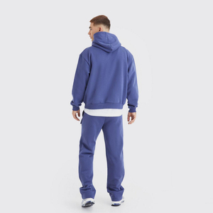 <b>Top</b> Quality Stacked Tracksuit Men's Clothing 100% Cotton Custom Logo Casual Wear Flared <b>Trouser</b> <b>and</b> Boxy Fit Hoodie <b>Set</b> - Product Image 2