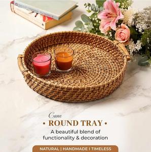 Bandeja de Servicio y Almacenamiento de Lujo Moderna, Personalizada, Tallada en Ratán, Apta para Lavavajillas, con Asas, para Bebidas, Aperitivos, Desayuno - Product Image 2