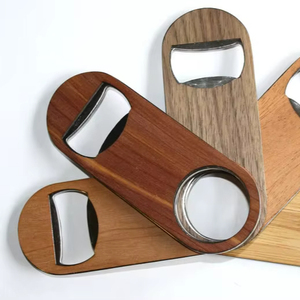 Custom Beer Bottle <b>Opener</b> Engraved Logo Bamboo Wood Round Shape Fridge Magnet Eco Friendly - Product Image 1