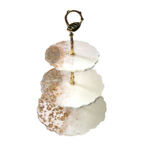 Soporte de Pastel de Resina de 3 Niveles Hecho a Mano, Elegante Bandeja de Exhibición de Postres con Aspecto de Mármol, para Bodas, Fiestas y Decoración del Hogar - Product Image 3