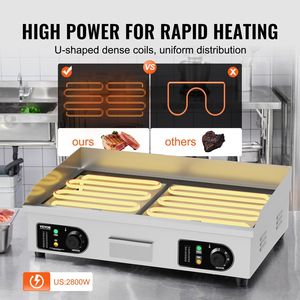 Piastra Elettrica Commerciale 2800W in Acciaio Inox con Superficie Semi-Liscia, Temperatura Regolabile, Dimensioni da Banco 73x40x1 cm - Product Image 3