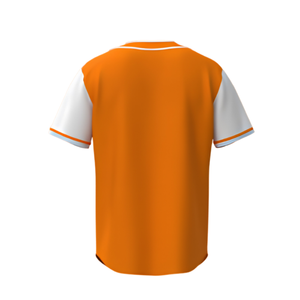 Orange White Printed 100% Cotton Baseball Jersey Men Team Uniform Button Front Short Sleeve Custom Logo Sports Shirt - Product Image 3