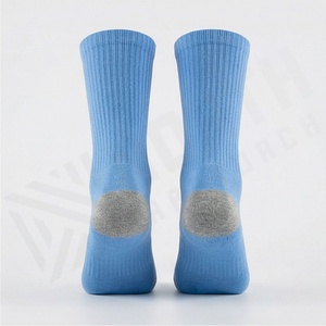 Crew <b>Socks</b> Solid Blue Cotton Spandex Knitted Breathable Casual Daily Wear Adult Summer Standard Thickness - Product Image 2